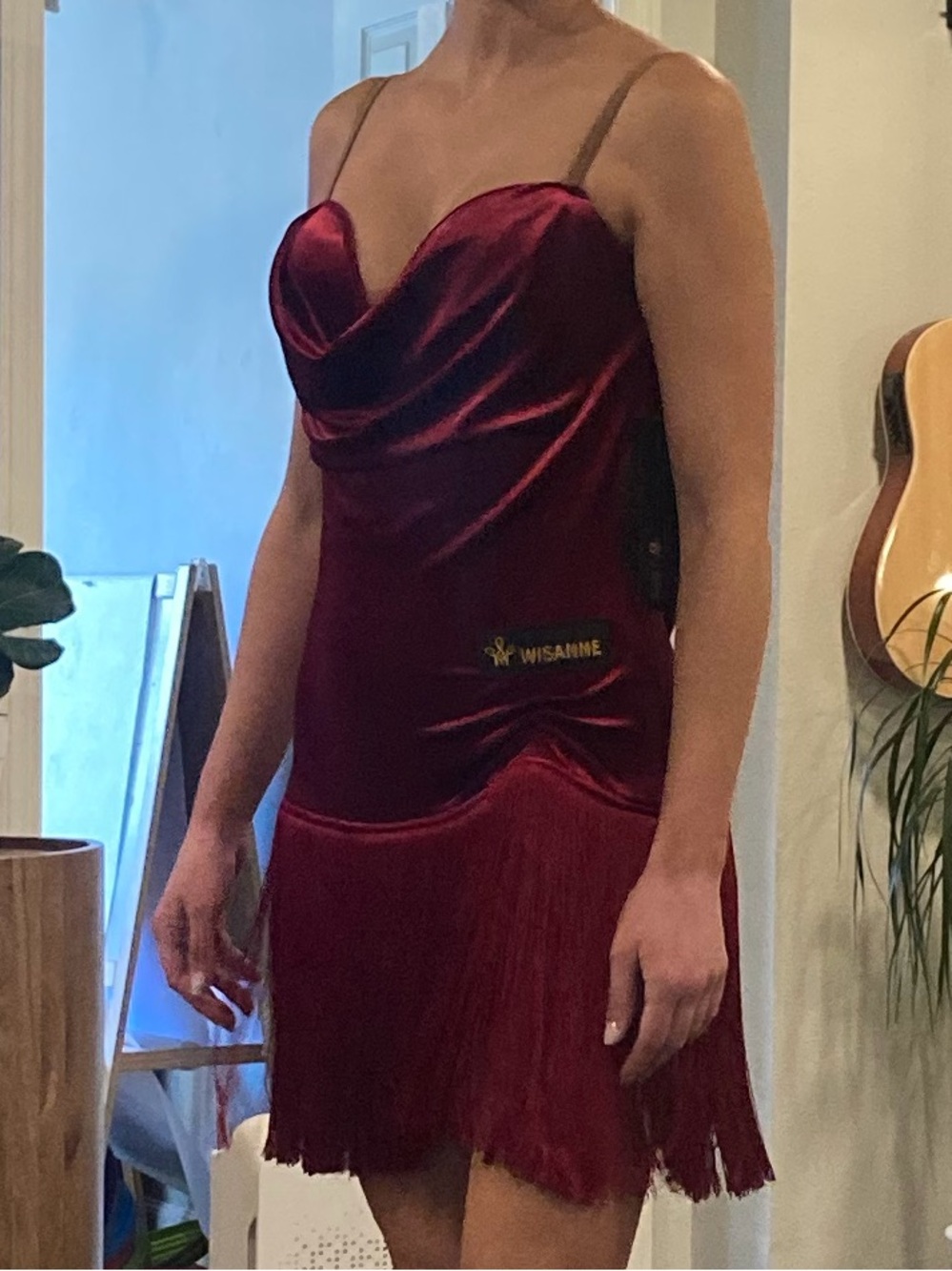 Women's Velvet Cowl Latin ballroom competition dress